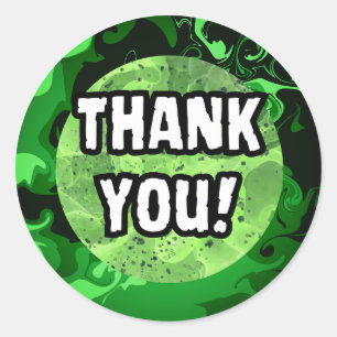 Adesivo Redondo Obrigado! Círculos de Aquarela em Tons de Verde