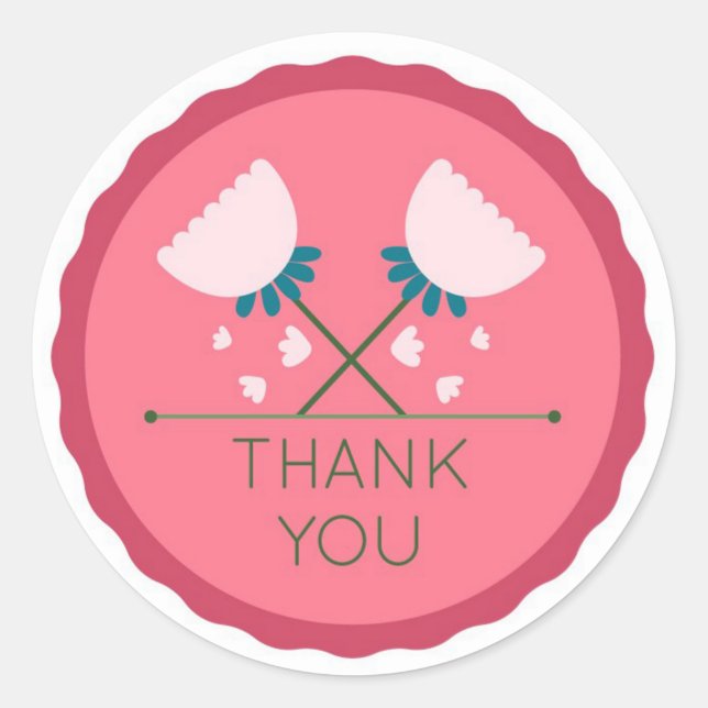 Adesivo Redondo Obrigado, Clássico Vinheta Redonda (Frente)