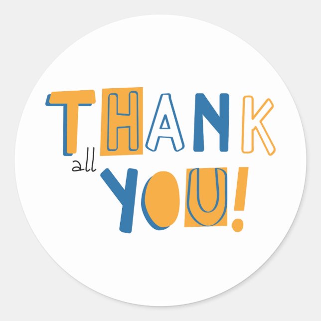 Adesivo Redondo Obrigado, Clássico Vinheta Redonda (Frente)