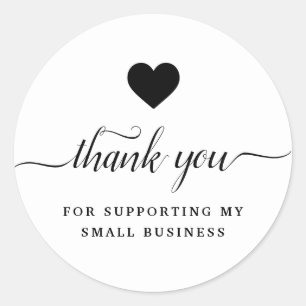 Adesivo Redondo Obrigado, colante branco preto clássico redondo