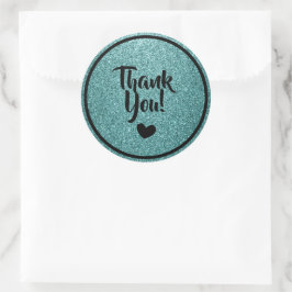 Adesivo Redondo Obrigado com Brilho Falso Preto e Azul