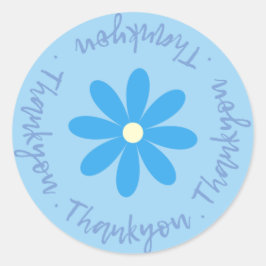 Adesivo Redondo Obrigado Com Vinheta Flor