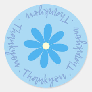 Adesivo Redondo Obrigado Com Vinheta Flor