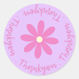 Adesivo Redondo Obrigado Com Vinheta Flor