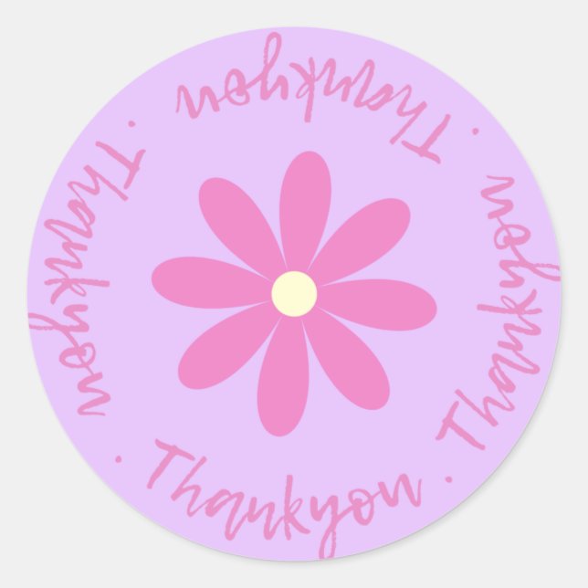 Adesivo Redondo Obrigado Com Vinheta Flor (Frente)