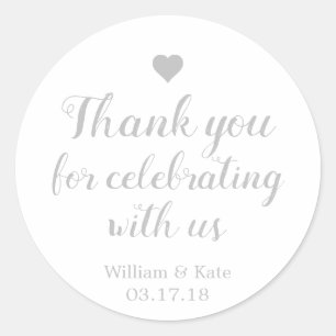 Adesivo Redondo Obrigado comemorando connosco de prata