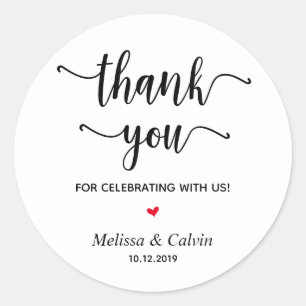 Adesivo Redondo Obrigado, comemorando conosco, presentes de casame