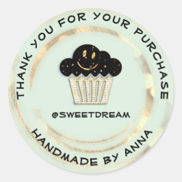 Adesivo Redondo Obrigado Comprando Chocolate Muffin Smile