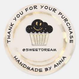 Adesivo Redondo Obrigado Comprando Chocolate Muffin Smile Pó