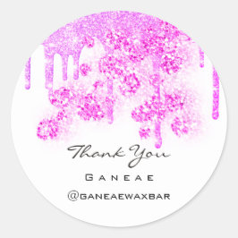 Adesivo Redondo Obrigado Comprando Glitter Rosa Girly Drives Flora