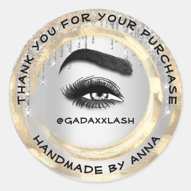 Adesivo Redondo Obrigado Comprando Makeup Artista Lash Cleaner Sil (Frente)