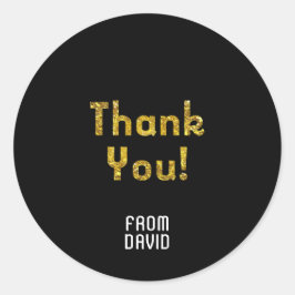 Adesivo Redondo Obrigado Confetti Dourado