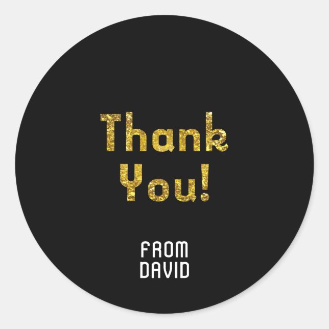 Adesivo Redondo Obrigado Confetti Dourado (Frente)