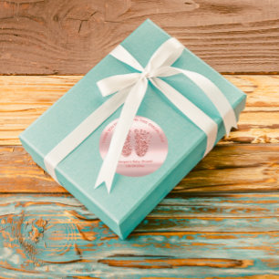 Adesivo Redondo Obrigado cor-de-rosa do favor do chá de fraldas