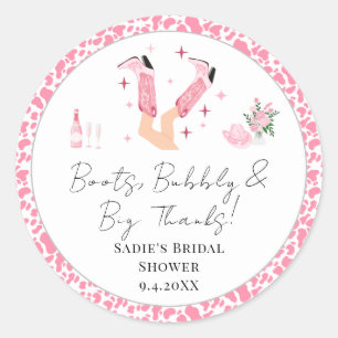 Adesivo Redondo Obrigado, Cowboy Boots & Bubbles Chá de panela