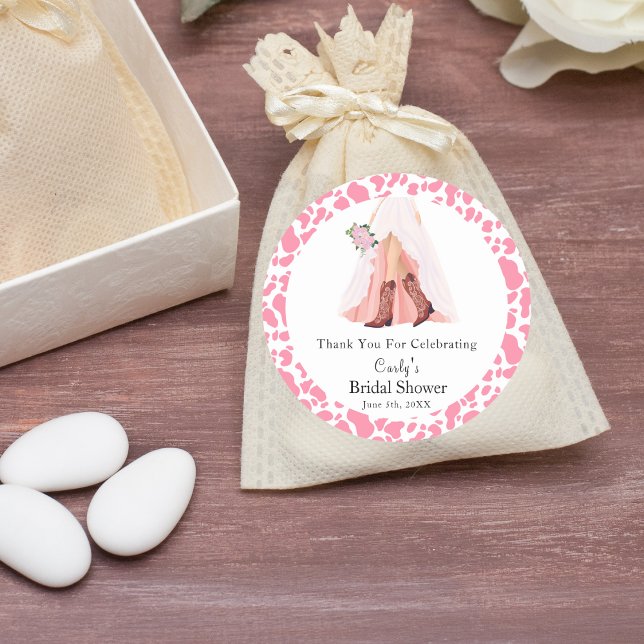 Adesivo Redondo Obrigado Cowboy Boots & Wedding Dress Bridal Show (Criador carregado)