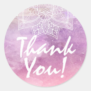 Adesivo Redondo Obrigado cura holístico da mandala da aguarela