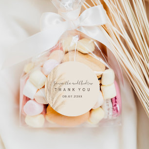 Adesivo Redondo Obrigado da aguarela da grama de pampas do verão