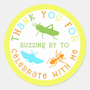 Adesivo Redondo Obrigado da festa de aniversário do inseto do