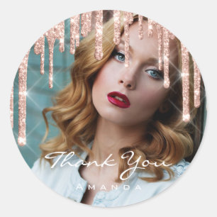 Adesivo Redondo Obrigado da foto você nomeia o 16o brilho nupcial