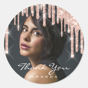 Adesivo Redondo Obrigado da foto você nomeia o brilho do rosa da