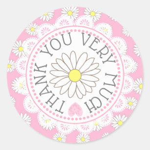Adesivo Redondo Obrigado Daisy Themed Stickers