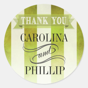 Adesivo Redondo Obrigado das listras da aguarela de Ombre você