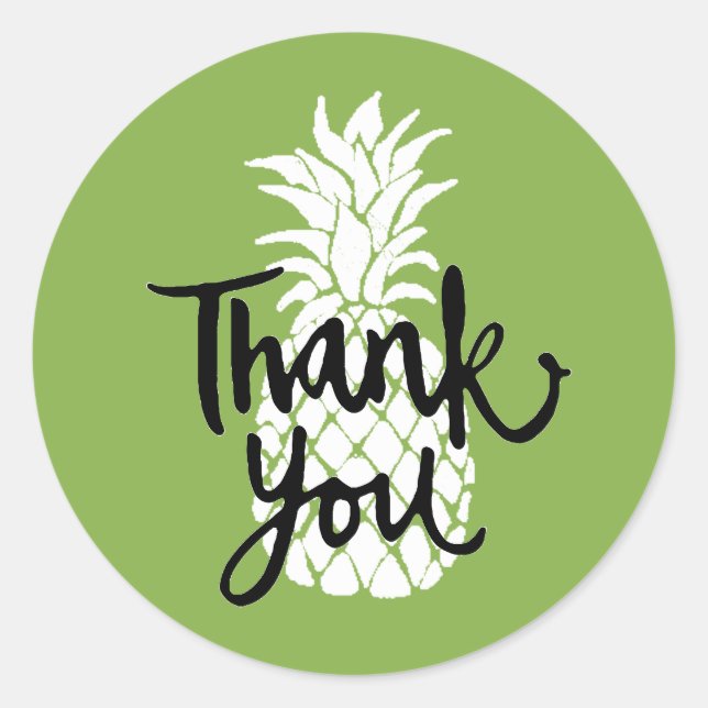 Adesivo Redondo obrigado de abacaxi verde (Frente)