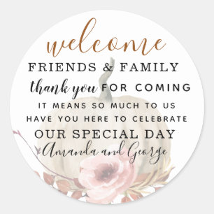 Adesivo Redondo Obrigado de abóbora de outono de casamento