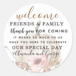 Adesivo Redondo Obrigado de abóbora de outono de casamento