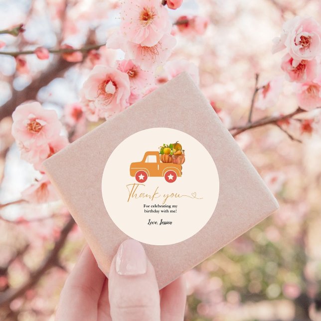 Adesivo Redondo Obrigado de abóbora de queda (Criador carregado)