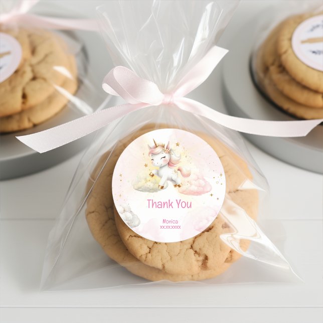 Adesivo Redondo Obrigado de aniversário de um pastel de magia bran (Criador carregado)