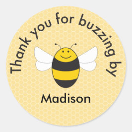 Adesivo Redondo Obrigado de aniversário do Bumblebee que você cola