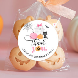 Adesivo Redondo Obrigado de aniversário do Spooky Halloween