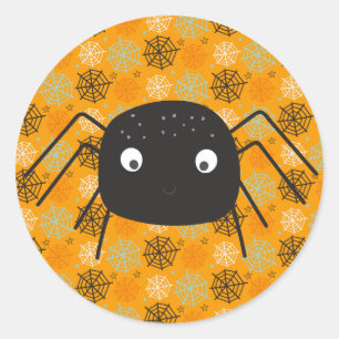 Adesivo Redondo Obrigado de aranha laranja-abóbora-branca, seu clá