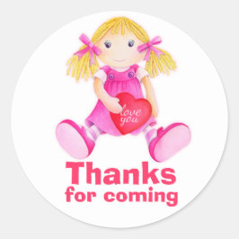 Adesivo Redondo Obrigado de boneca de pano