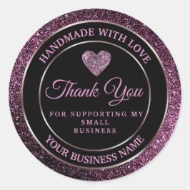 Adesivo Redondo obrigado de brilho roxo escuro, seu cola redondo c