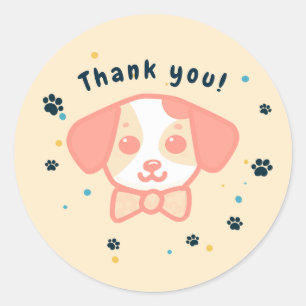 Adesivo Redondo Obrigado de cachorrinho Kawaii