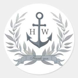 Adesivo Redondo Obrigado de casamento da cinza costeira