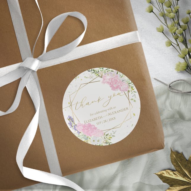 Adesivo Redondo Obrigado de Casamento da primavera, seu Sticker Gi (Criador carregado)