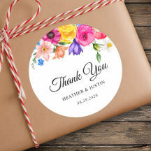 Obrigado de casamento de flores silvestres brilhan