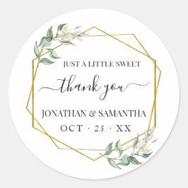 Adesivo Redondo Obrigado de casamento de ouro verde