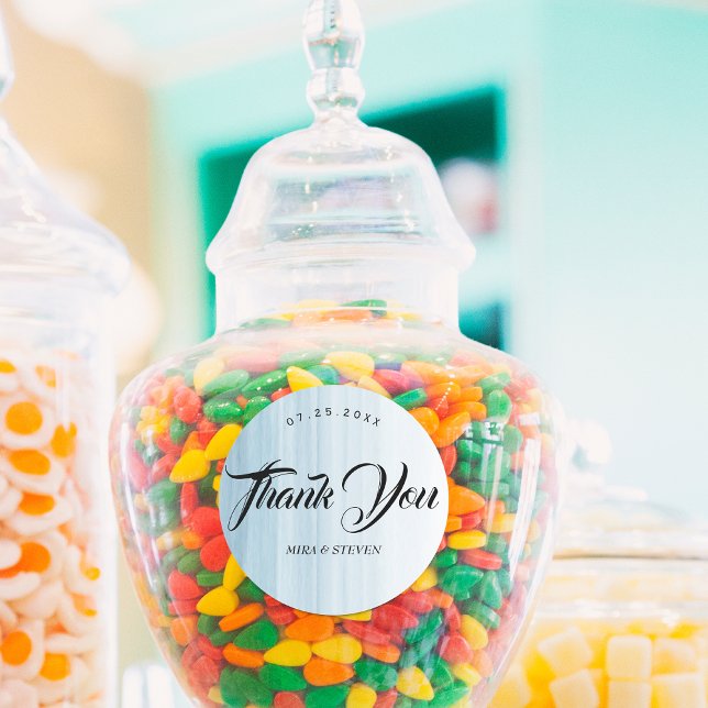 Adesivo Redondo Obrigado de casamento de praia de aquarela moderna (Criador carregado)