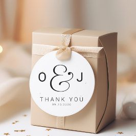 Adesivo Redondo Obrigado de casamento do monograma moderno