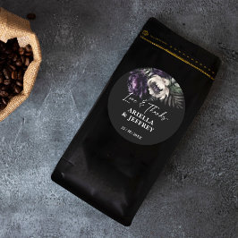 Adesivo Redondo Obrigado de casamento elegante do mano negro você 