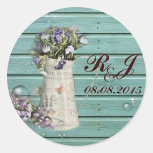 Adesivo Redondo obrigado de casamento floral de madeira russa