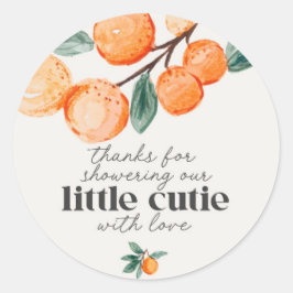 Adesivo Redondo Obrigado de chá de fraldas bonitinho, a favor