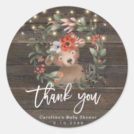 Adesivo Redondo obrigado de chá de fraldas de madeira russa que vo