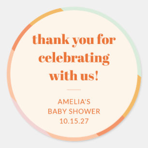 Adesivo Redondo Obrigado de Chá de fraldas Personalizado com Faixa
