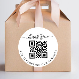 Adesivo Redondo Obrigado de código QR para dar suporte à nossa emp